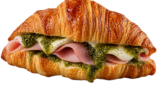 Croissant salé stracciatella, pastrami et pesto