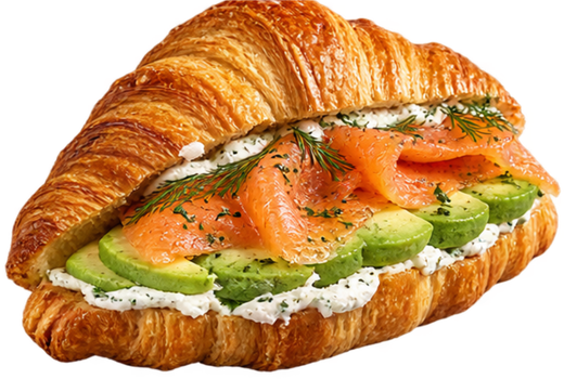 Croissant salé fromage frais, saumon et avocat